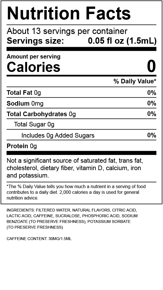 Creme Brulee Iced Coffee Nutrition Label