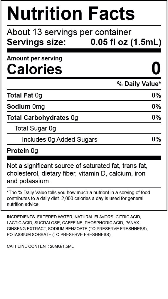 Blackberry Tea Nutrition Label