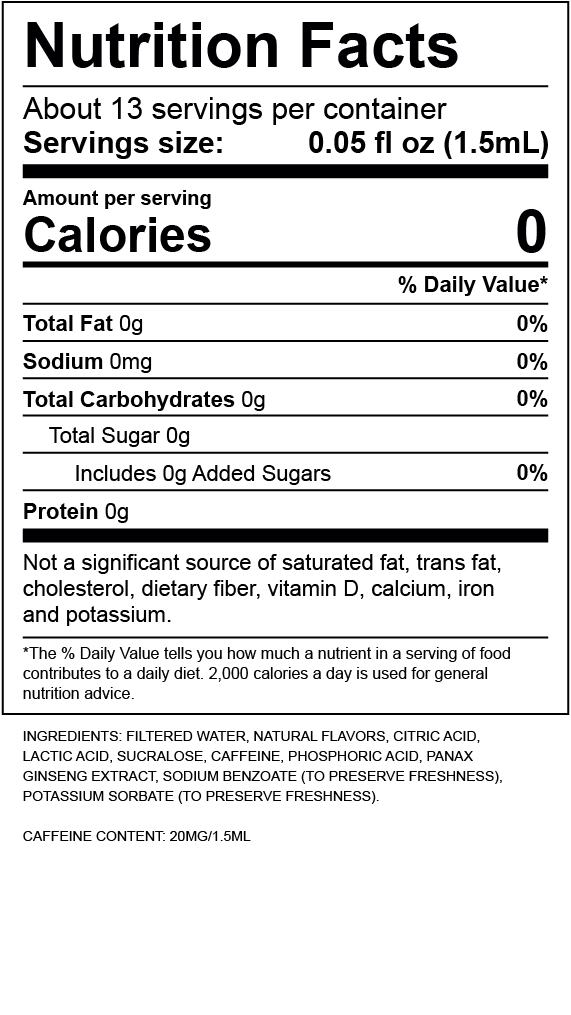 Peach Tea Nutrition Label