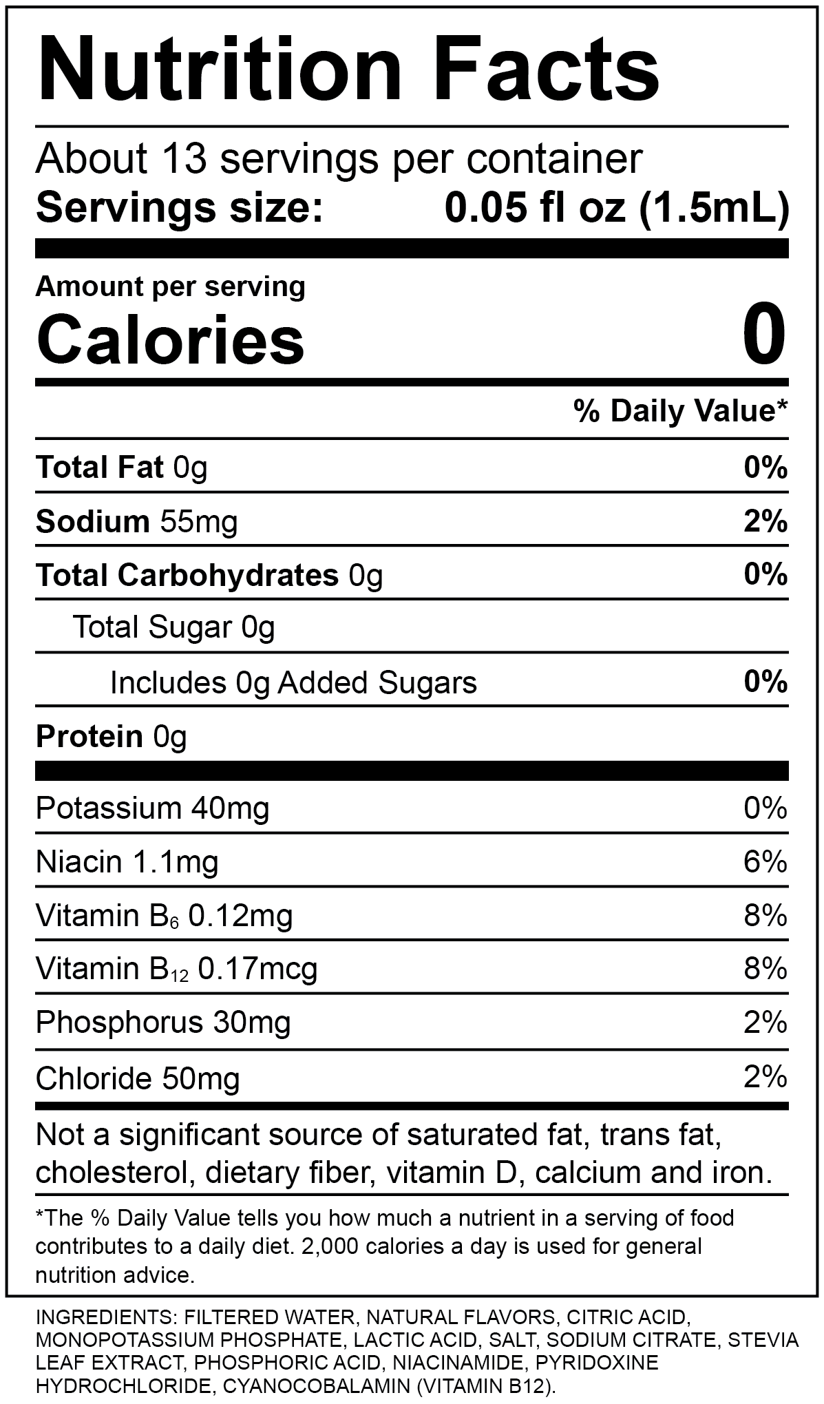 Lemon Lime Nutrition Label