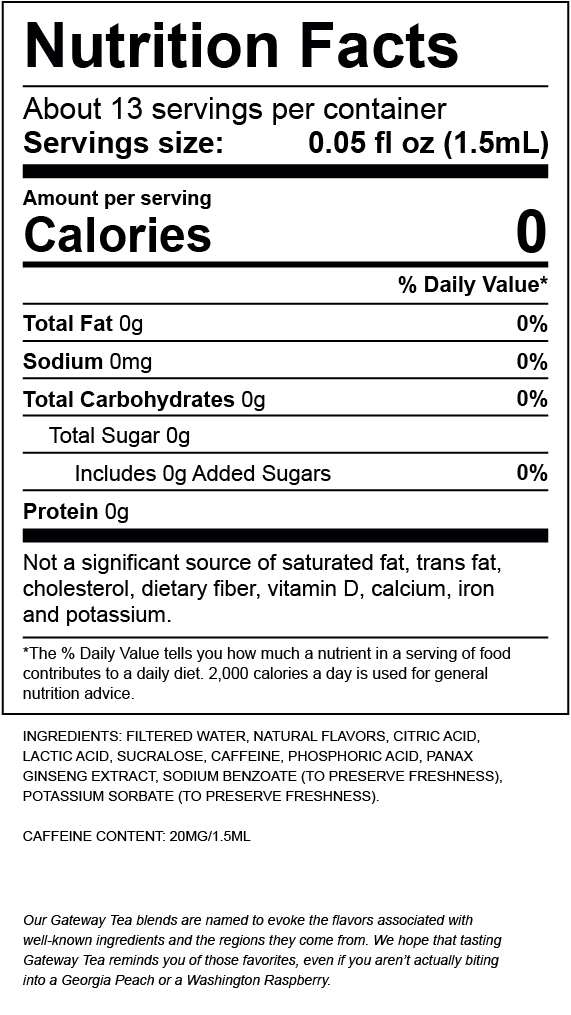 Honey Green Tea Nutrition Label