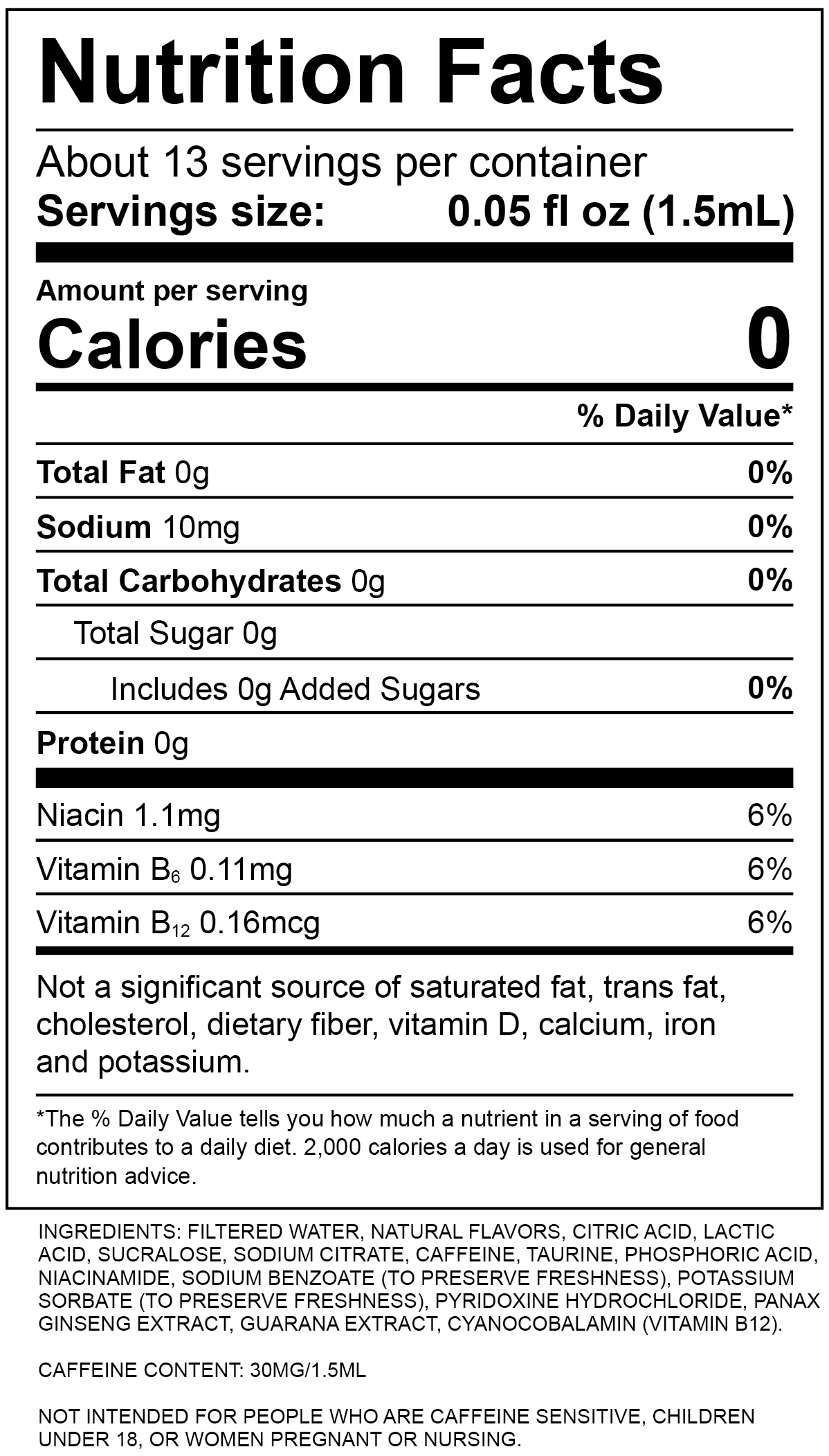 Black Cherry Nutrition Label