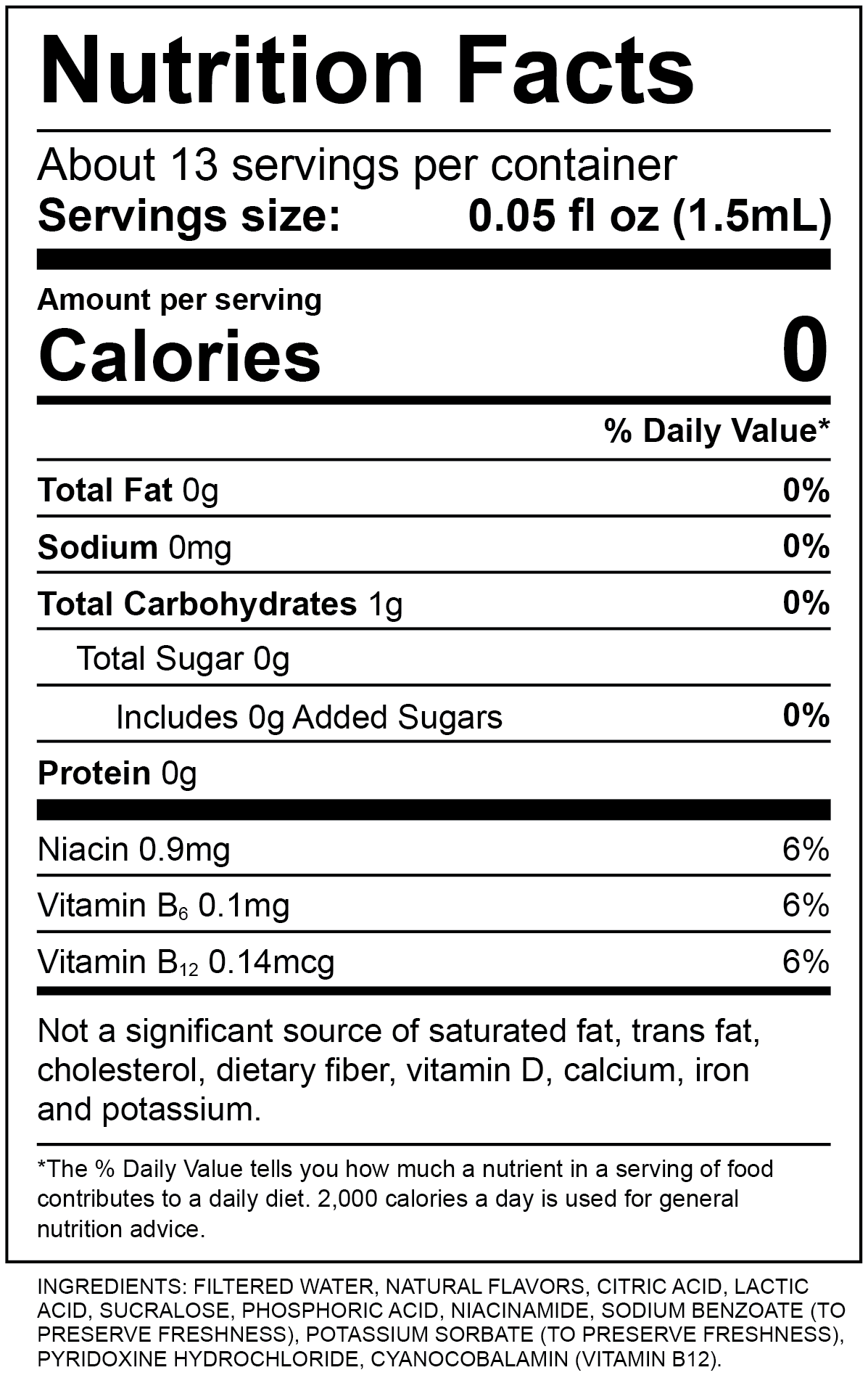 Raspberry Lemonade Nutrition Label