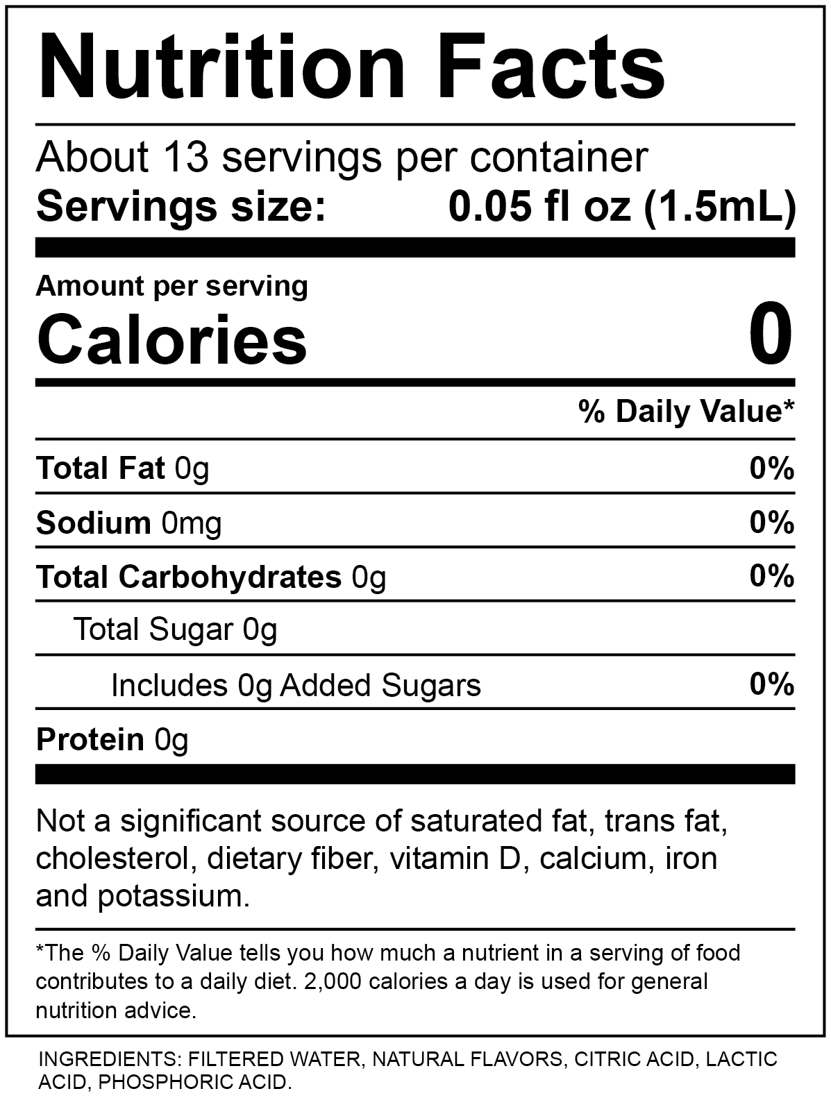 Lilikoi Nutrition Label