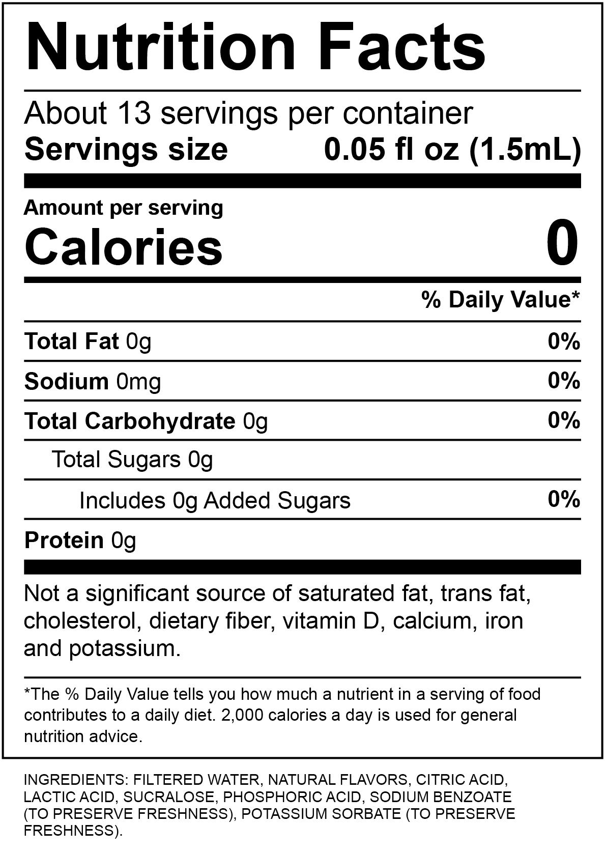 Horchata Nutrition Label