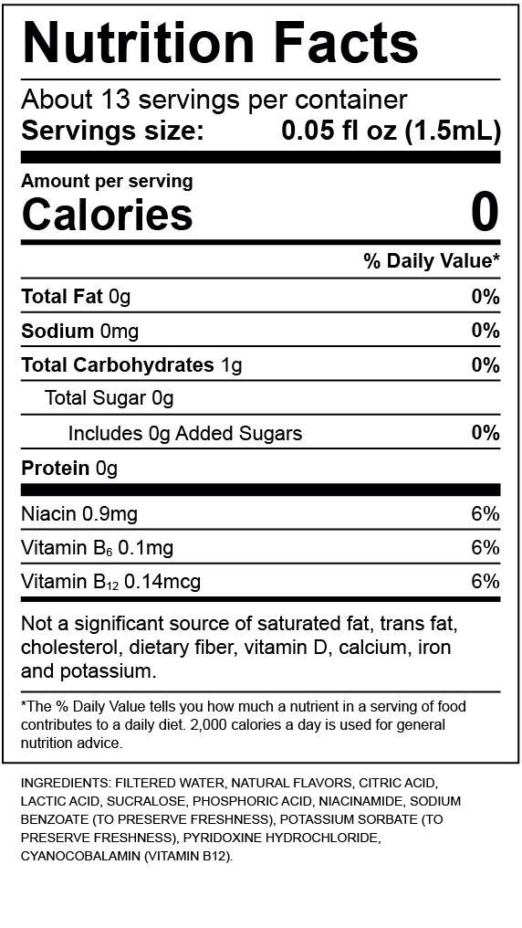 Tropical Lemonade Nutrition Label