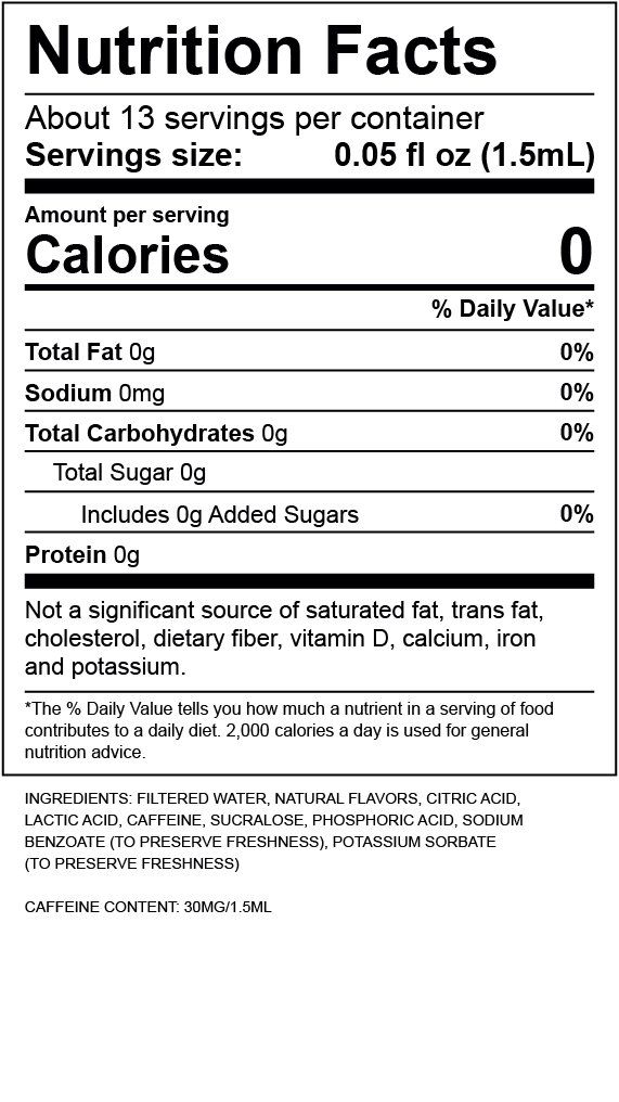 Caramel Iced Coffee Nutrition Label