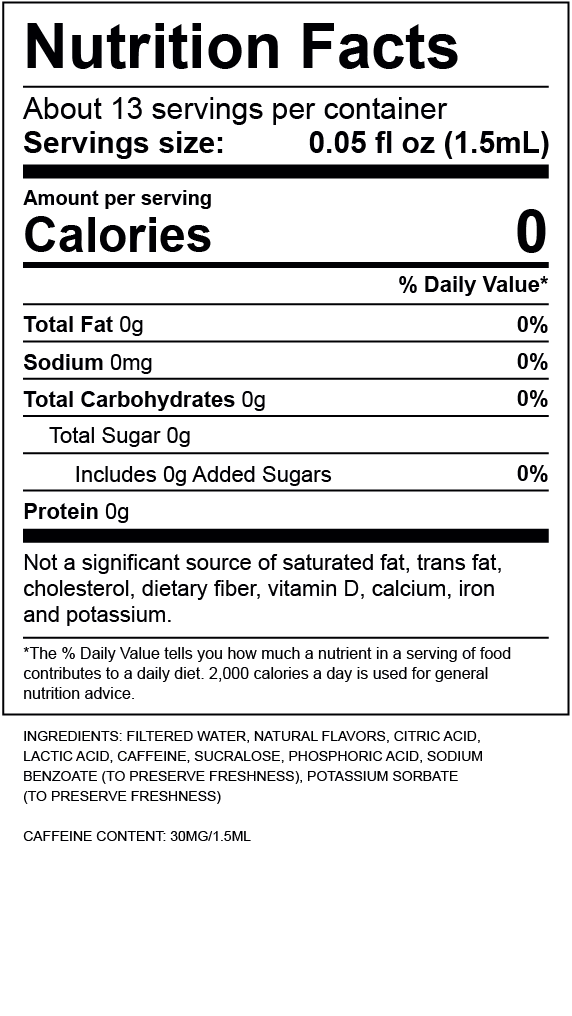 Classic Iced Coffee Nutrition Label