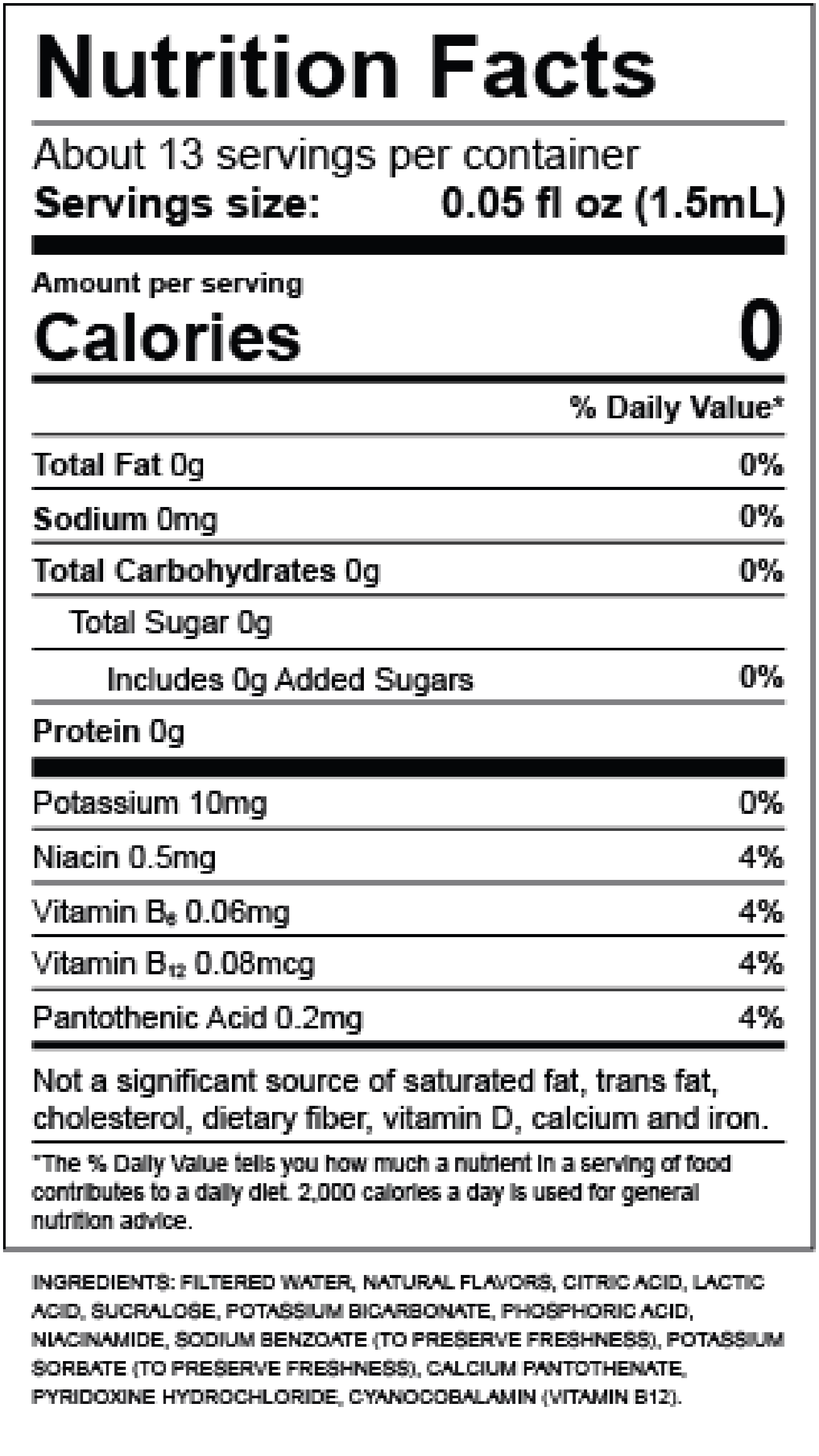 Fruit Punch Nutrition Label