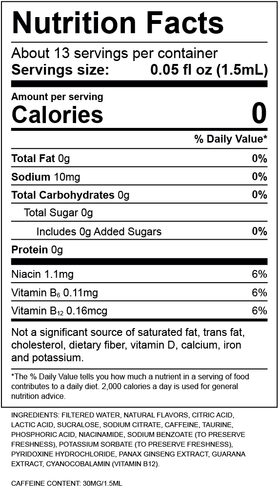 Black Cherry Nutrition Label