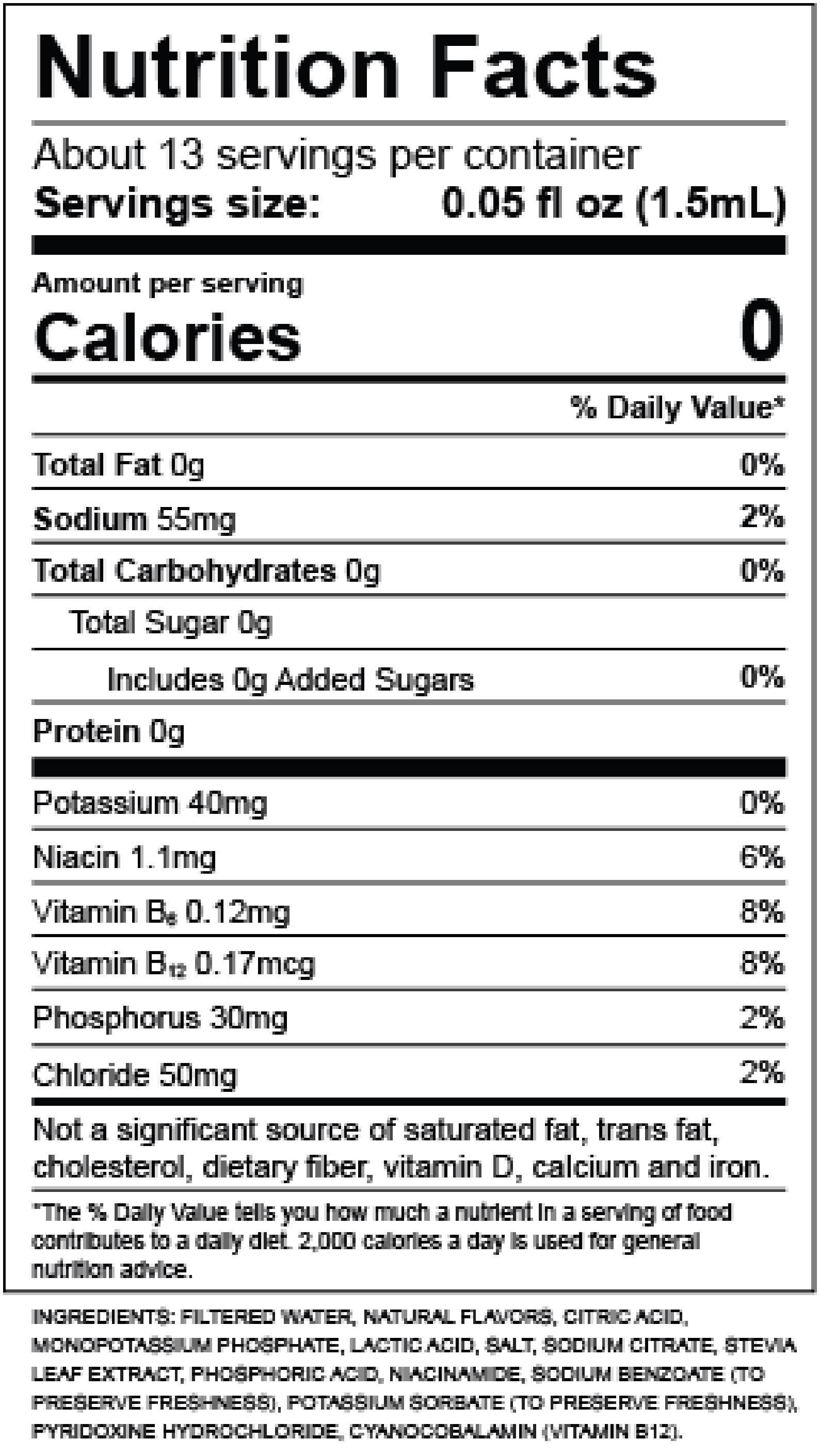 Lemon Lime Nutrition Label