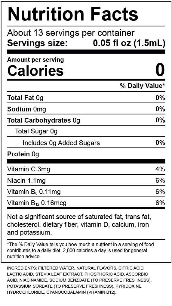 Cucumber Lime Nutrition Label